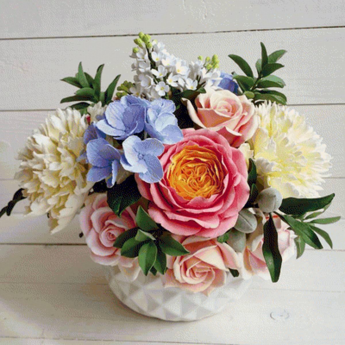 Букетик в вазе - ваза, цветы, букет, флора - предпросмотр