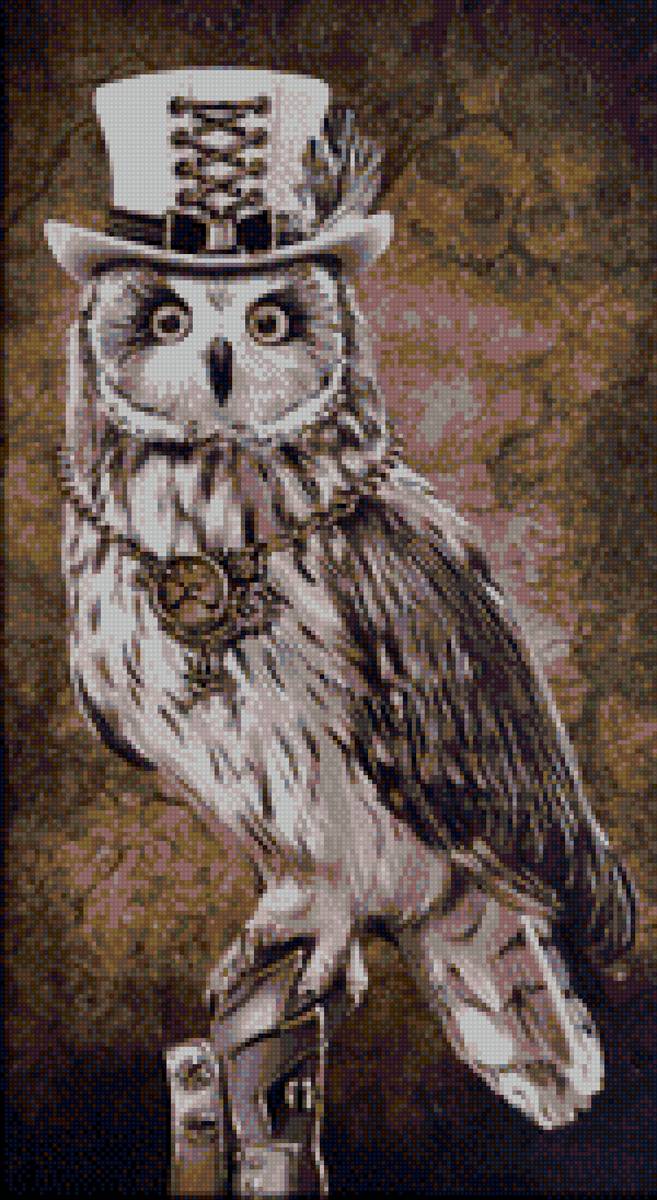 Сова дама - сова, стимпанк - предпросмотр