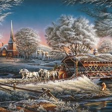 Схема вышивки «Повозка на мосту»