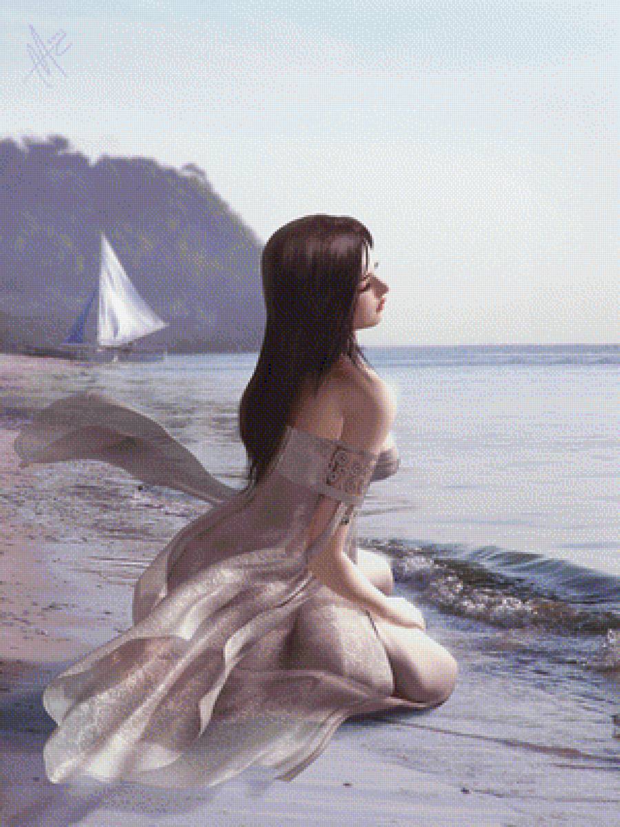 Девушка - art, пляж, девушка, море - предпросмотр