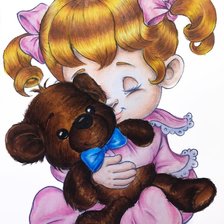 Схема вышивки «Девочка с мишкой»