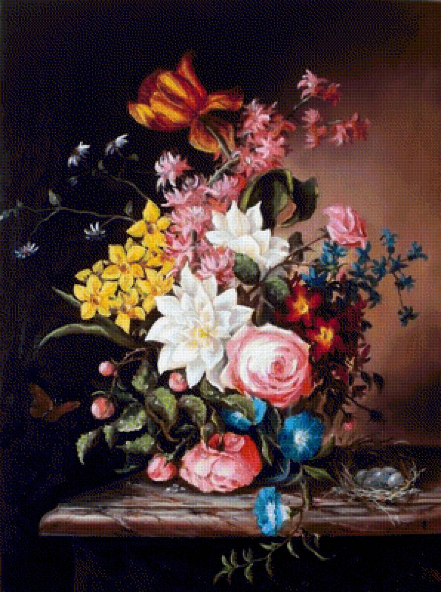 Натюрморт - живопись, натюрморт, букет, цветы - предпросмотр