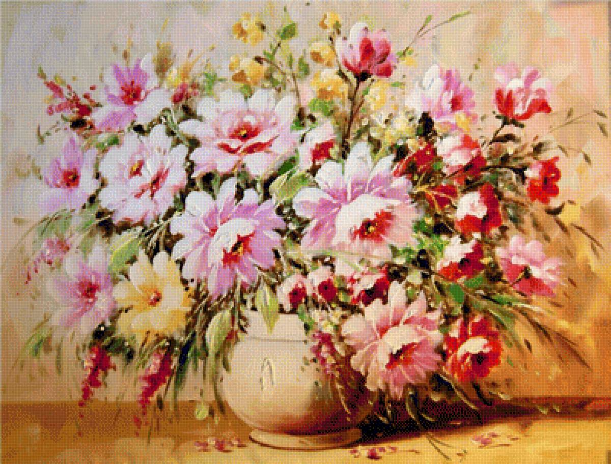 Натюрморт - натюрморт, ваза, букет, живопись, цветы - предпросмотр