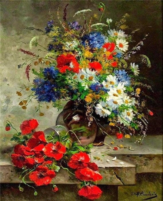 Натюрморт - цветы, живопись, ваза, натюрморт, маки - оригинал