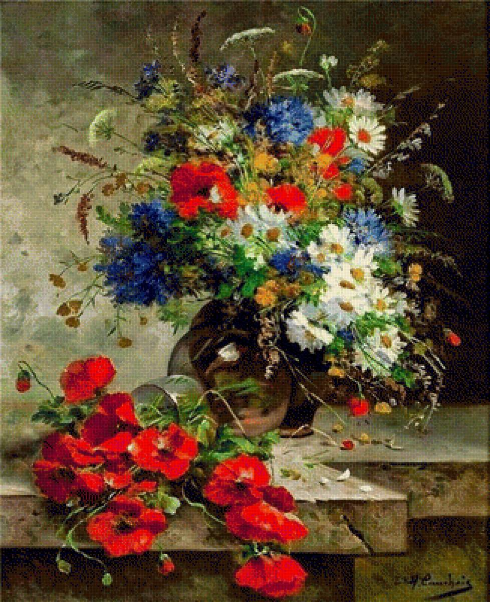 Натюрморт - ваза, маки, живопись, натюрморт, цветы - предпросмотр