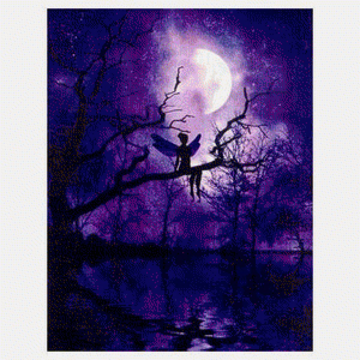 fata sul ramo di notte - fata, notte - предпросмотр