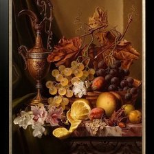 Схема вышивки «натюрморт с виноградом»