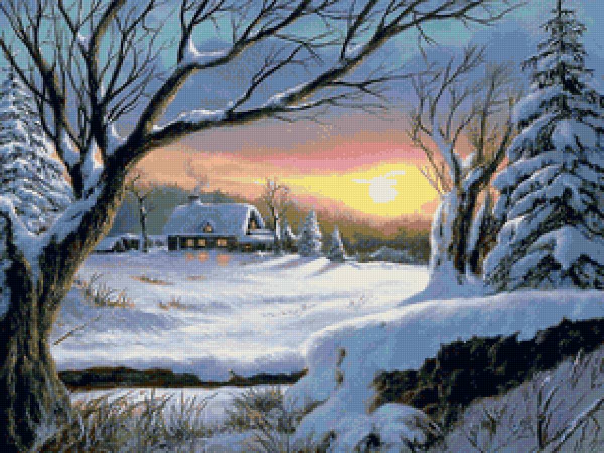 №1856977 - снег, лес, вечер, природа, пейзаж зима - предпросмотр