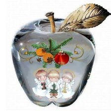 Схема вышивки «ангелочки в яблоке»