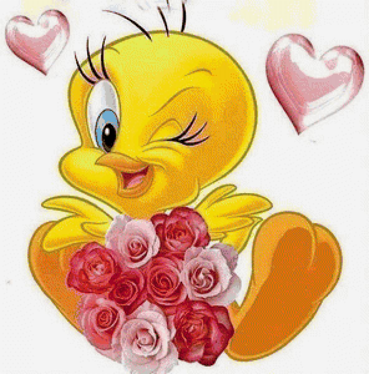 птичка с сердцами - сердце, любовь, птицы - предпросмотр