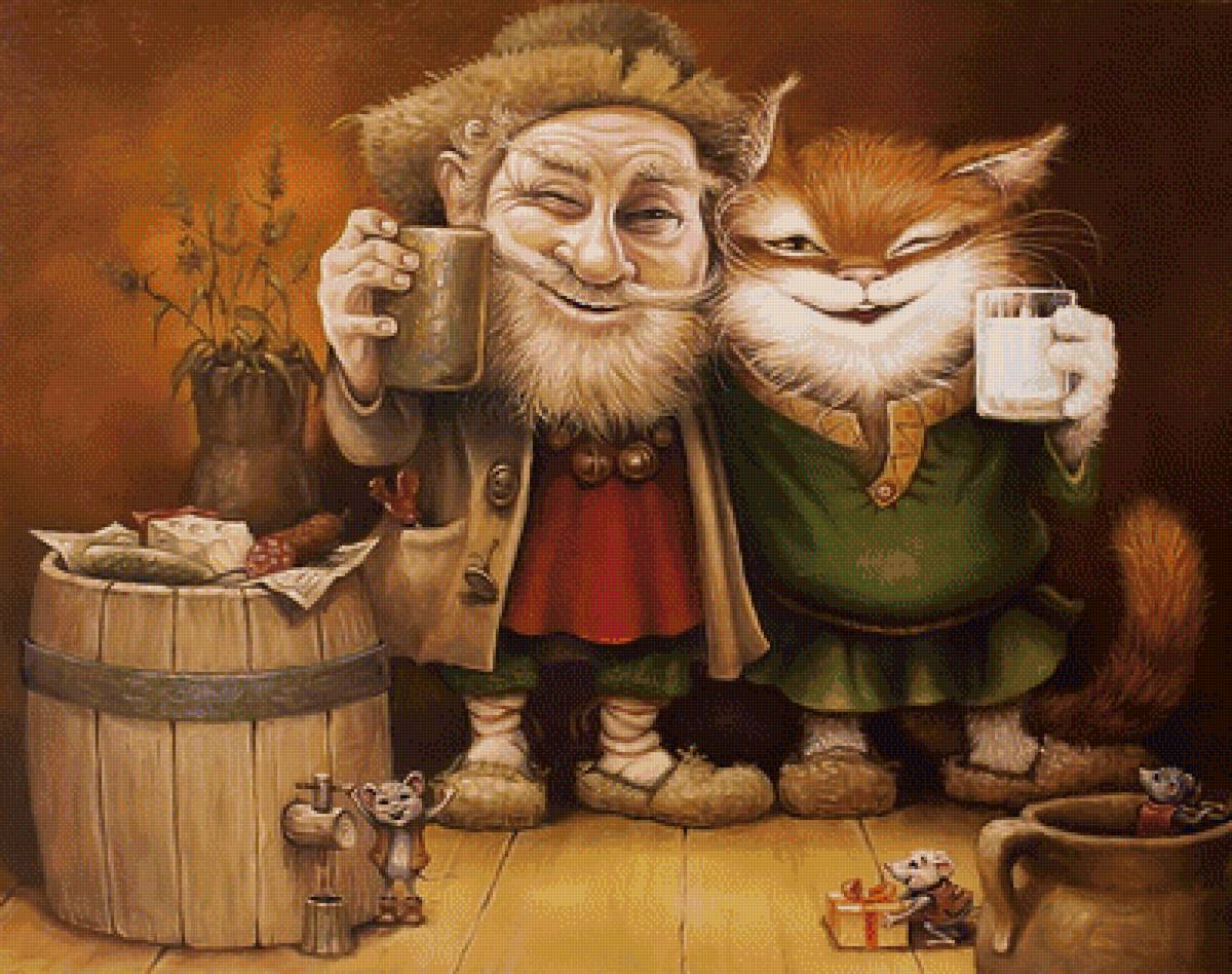 домовой и кот - домовые, сказка, коты, кошки - предпросмотр