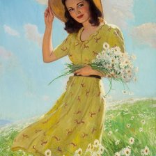 Схема вышивки «Девушка с ромашками»