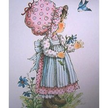 Схема вышивки «NIÑA FLOR Y PAJARITO SK»