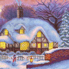 Схема вышивки «зимний домик»