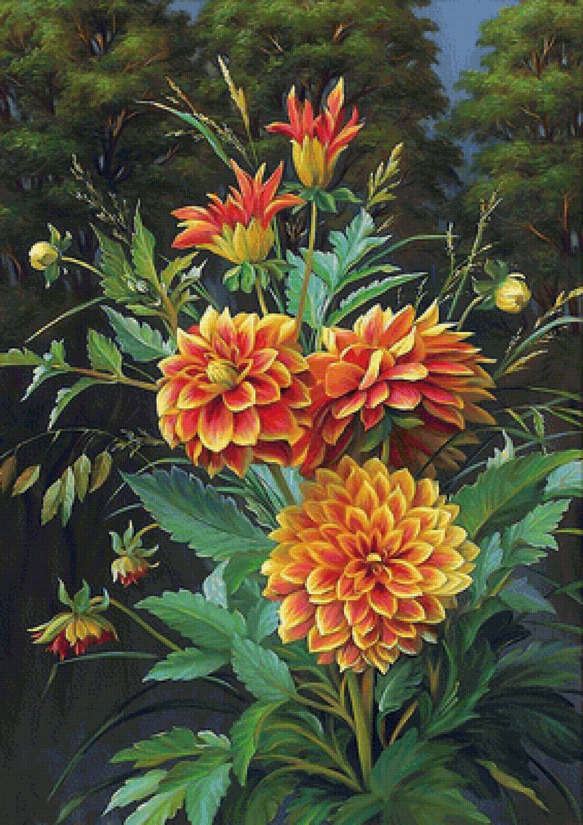 георгины - картина - предпросмотр