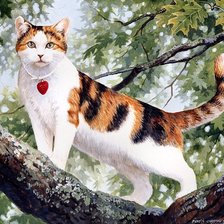 Схема вышивки «кошка на ветке»