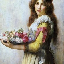 Схема вышивки «девушка с букетом»