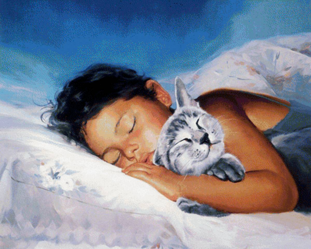 Дональд Золан. Дети - портрет, кошки, искусство, картина, дети - предпросмотр