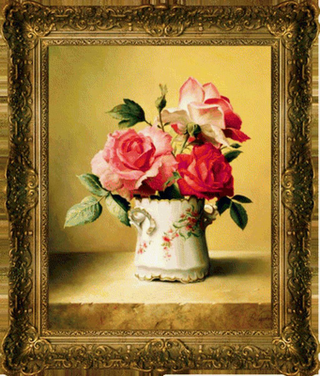 Букет роз - розы, цветы, картина, натюрморт, искусство - предпросмотр