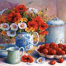 Схема вышивки «натюрморт с черешней»