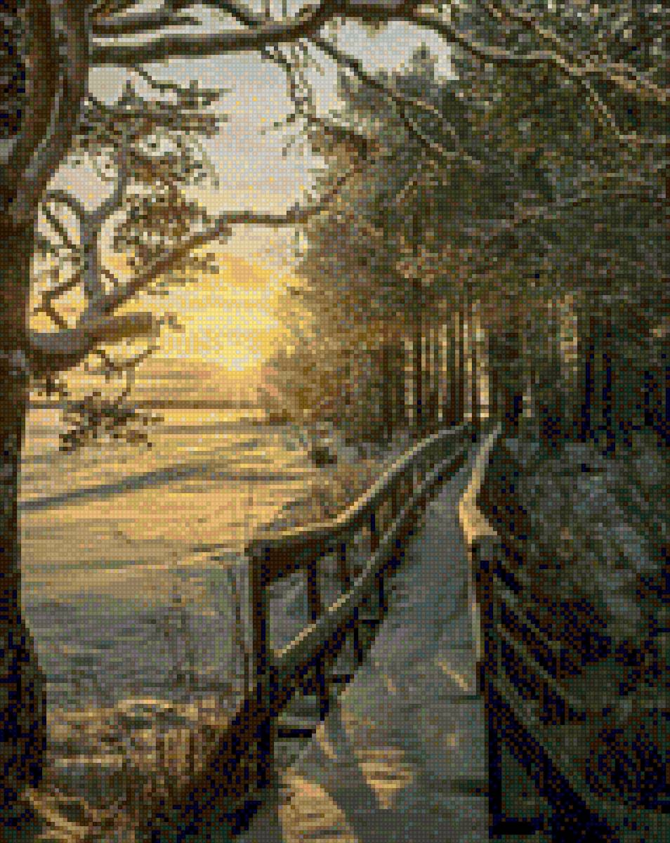 зимний вечер - зимний пейзаж, закат - предпросмотр