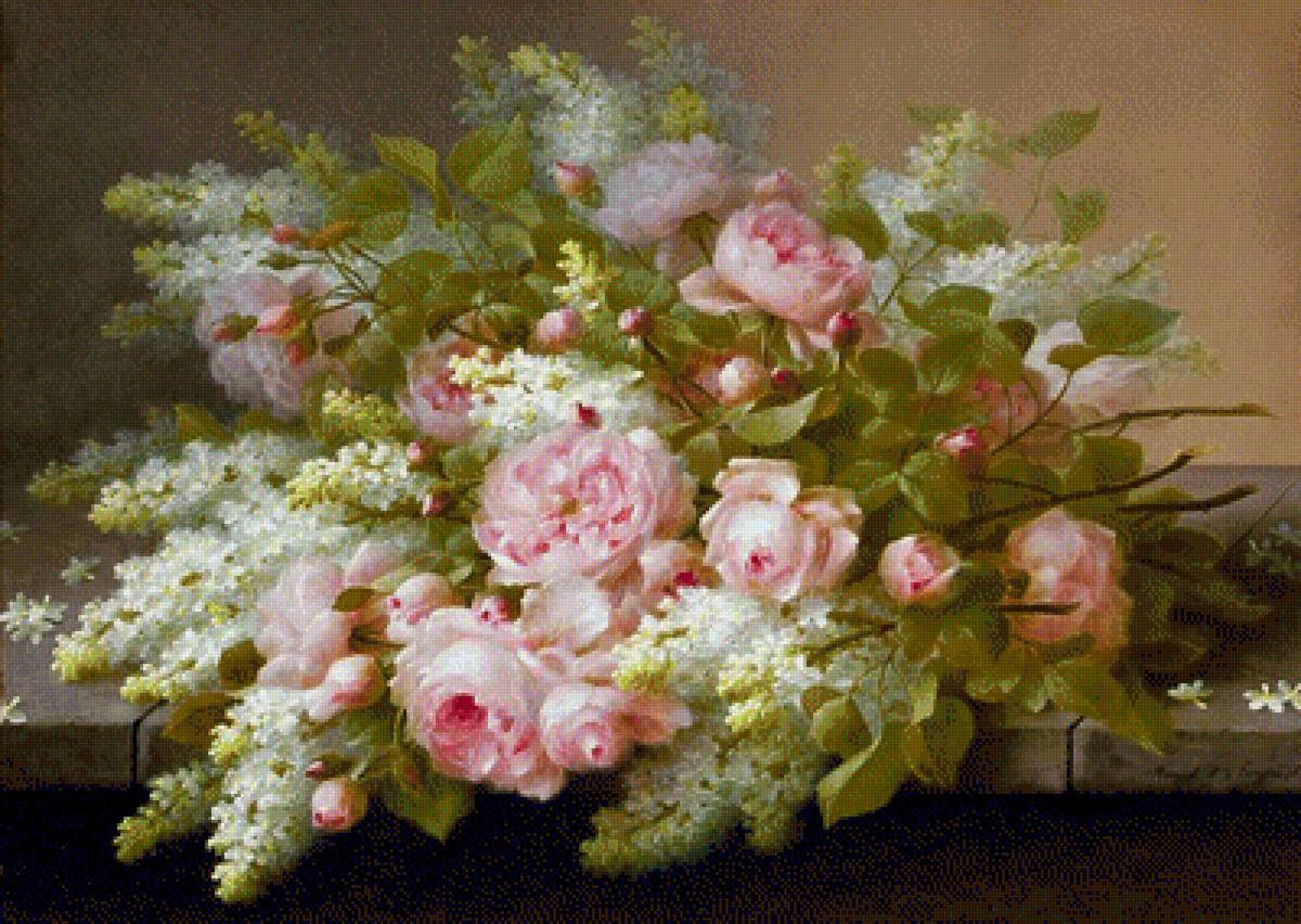 Натюрморт - букет, цветы, розы, натюрморт, живопись - предпросмотр