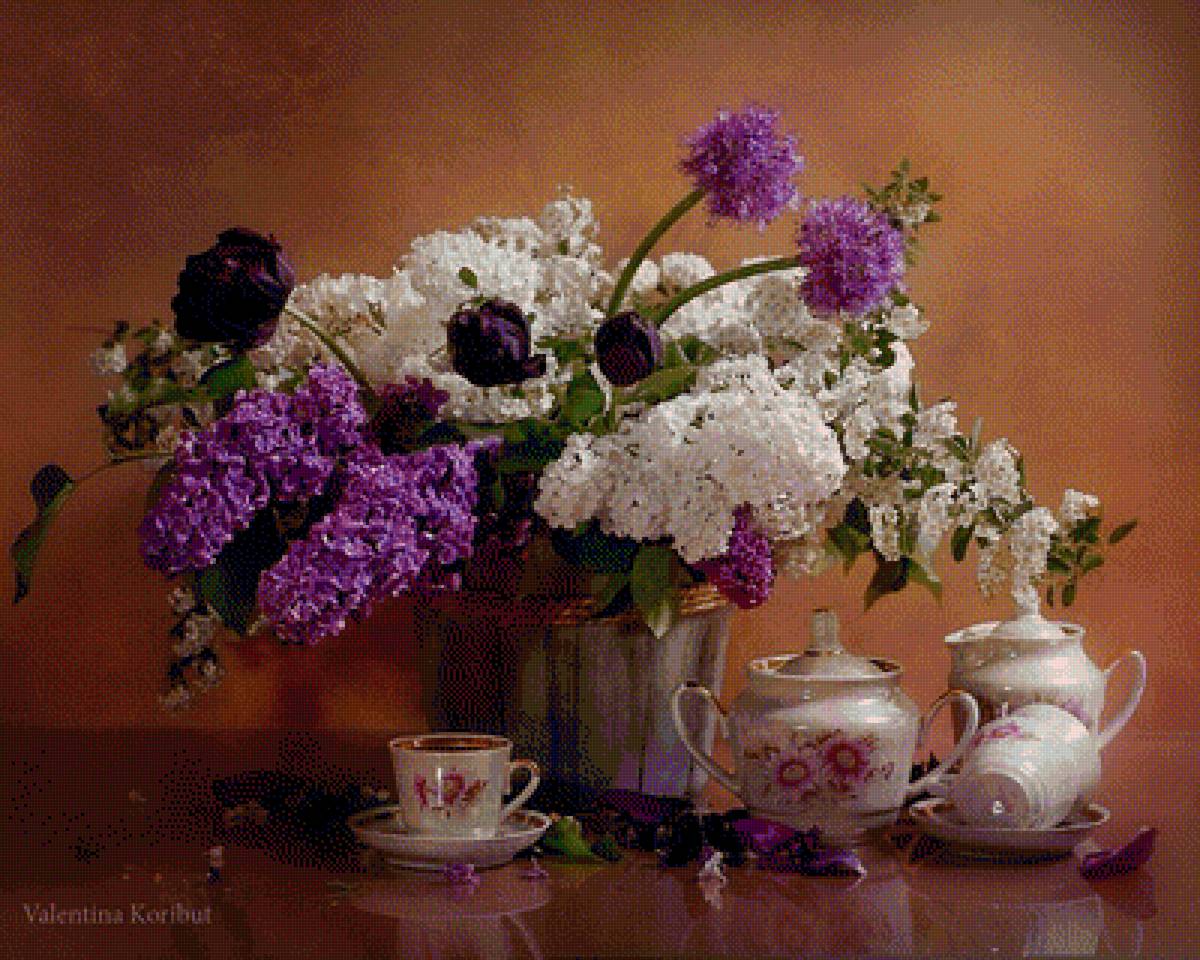 Чаепитие с цветами - предпросмотр