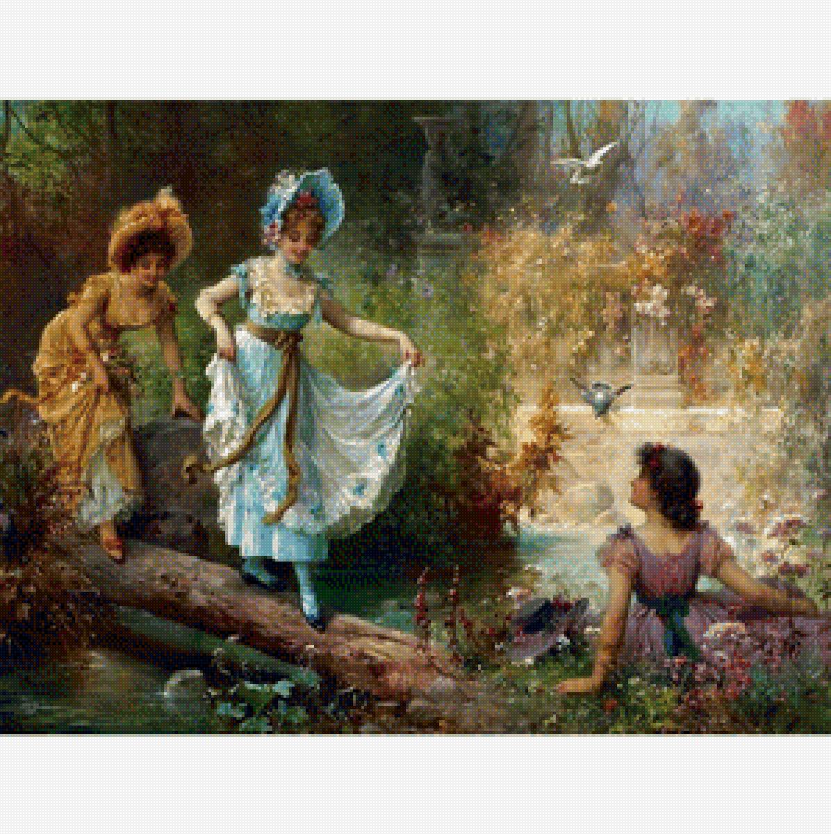 Пикник летним днем - дамы, девушки, лето - предпросмотр