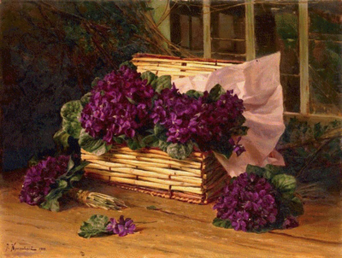 Лесные фиалки - фиалки, корзина - предпросмотр