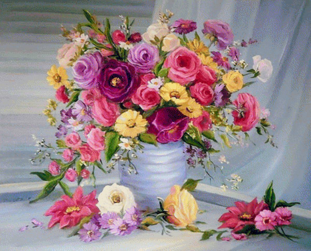 Натюрморт - букет, живопись, натюрморт, цветы - предпросмотр