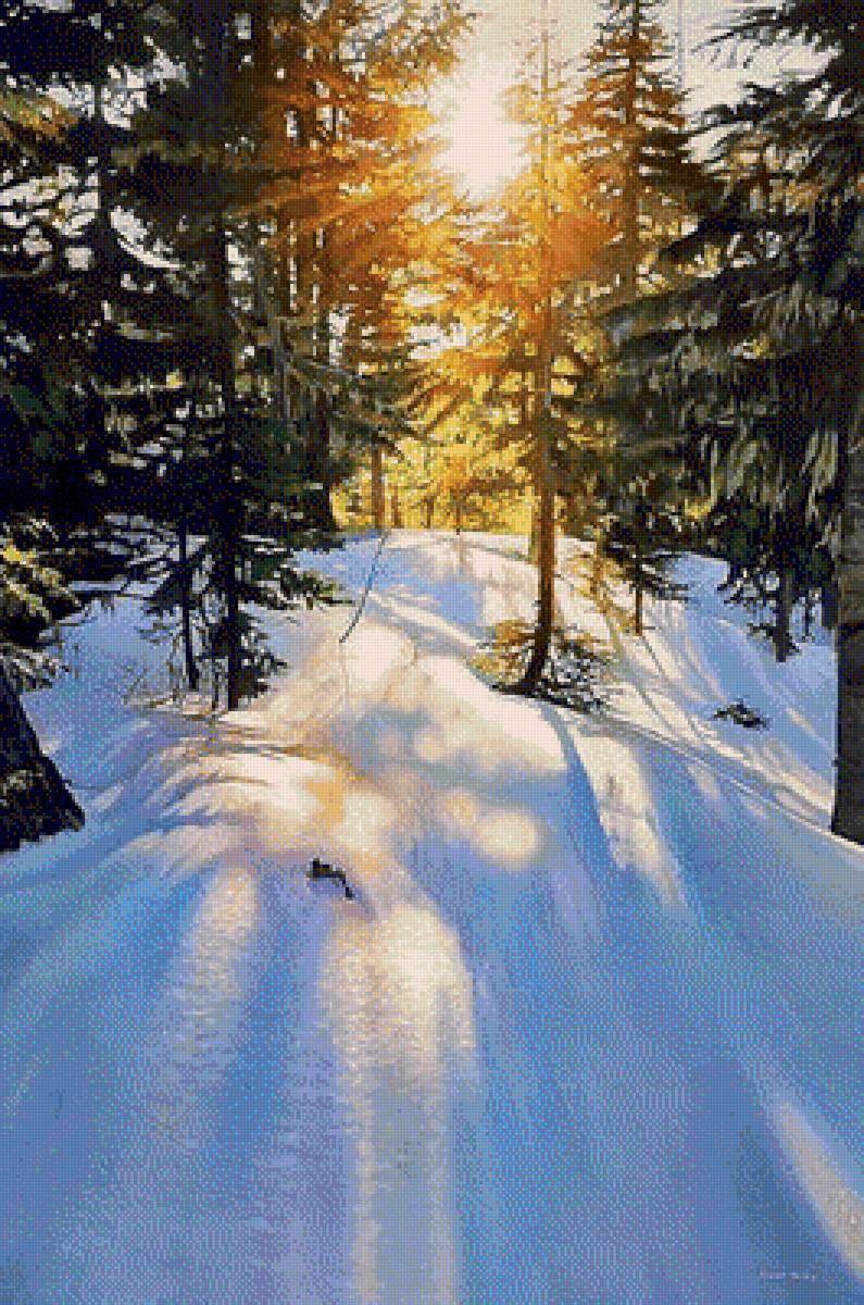 Ричард Мравик.Времена года. - зима.солнечный день.зимний лес. - предпросмотр