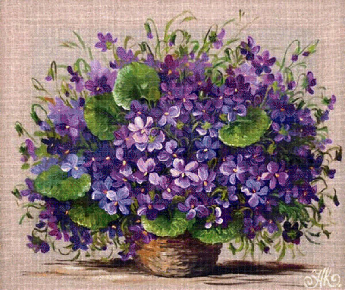 Чудесные фиалки - цветы, фиалки, букет - предпросмотр