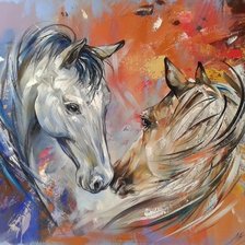 Схема вышивки «Пара лошадей»