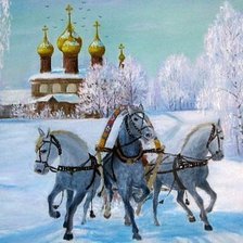 Схема вышивки «Тройка лошадей»