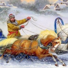 Схема вышивки «Тройка лошадей»