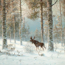 Схема вышивки «Худ. Граф Муравьёв. Лось в зимнем лесу.»