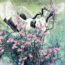 Схема вышивки «Журавли»