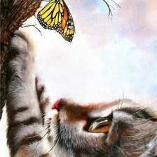 Схема вышивки «Котенок и бабочка»