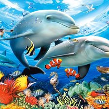 Схема вышивки «Дельфины»