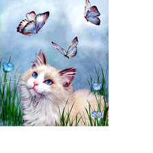 Схема вышивки «кот в траве»