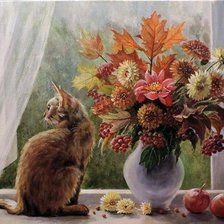 Схема вышивки «Кошка у окна»