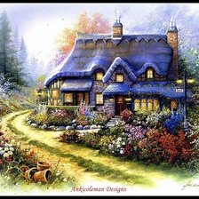 Схема вышивки «синий домик»