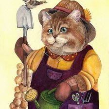 Схема вышивки «кошка-дачница»