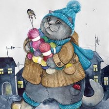 Схема вышивки «кот-рукодельник»