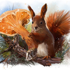 Схема вышивки «Белочка с грибом»