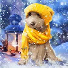 Схема вышивки «Дружок в шарфике»