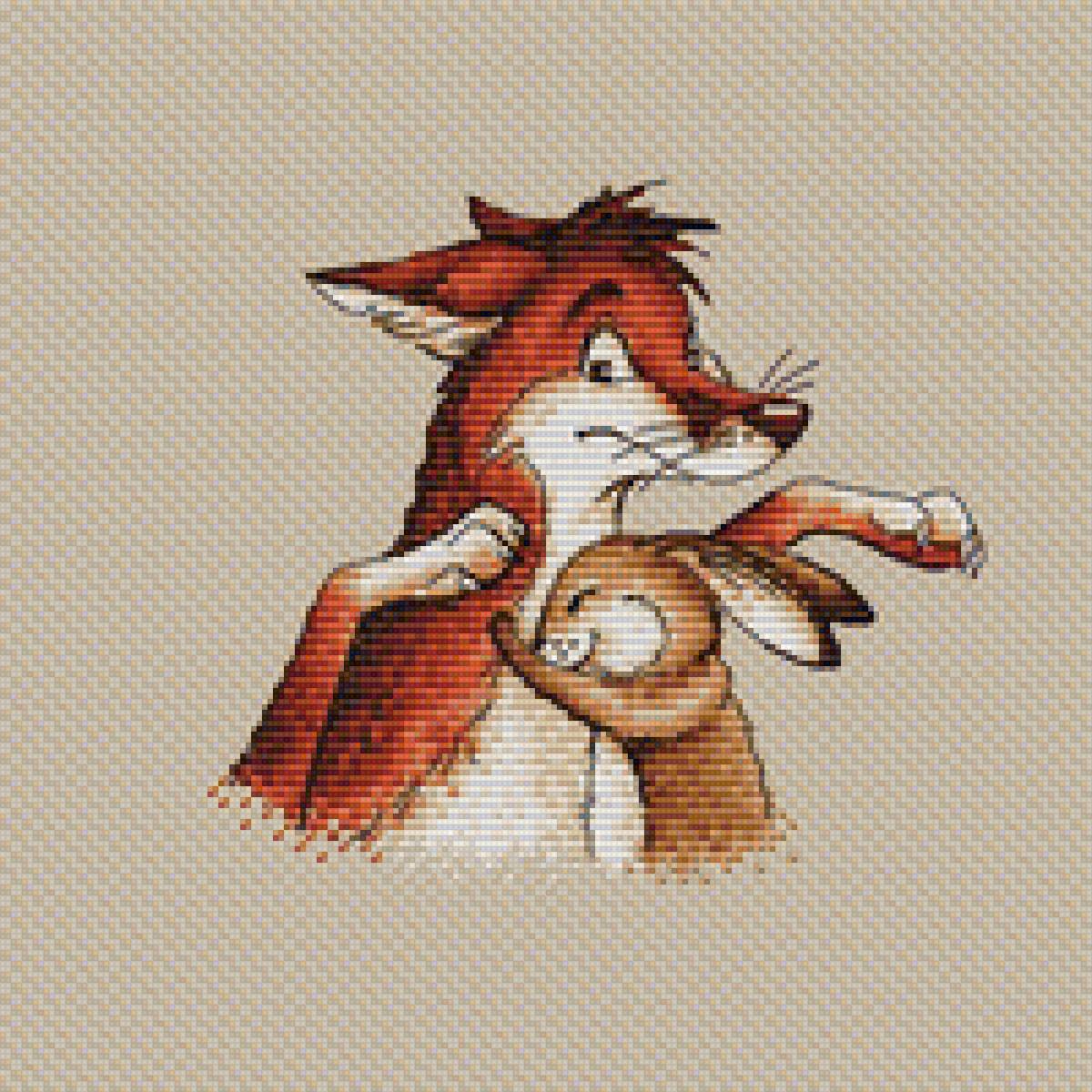 Внезапные обнимашки - лис, заяц - предпросмотр