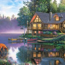 Схема вышивки «Дом у озера»