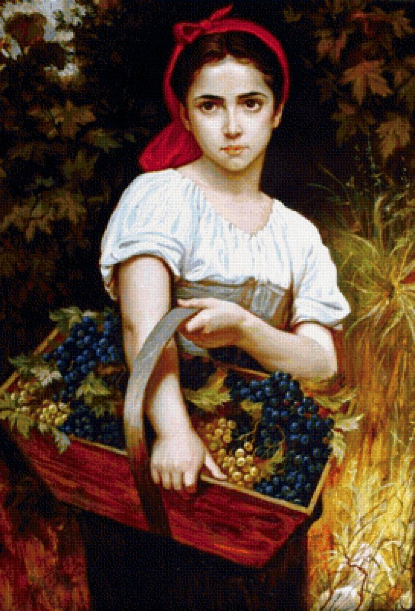 девочка с виноградом - девочка, живопись, виноград - предпросмотр