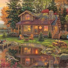 Схема вышивки «Домик в лесу»